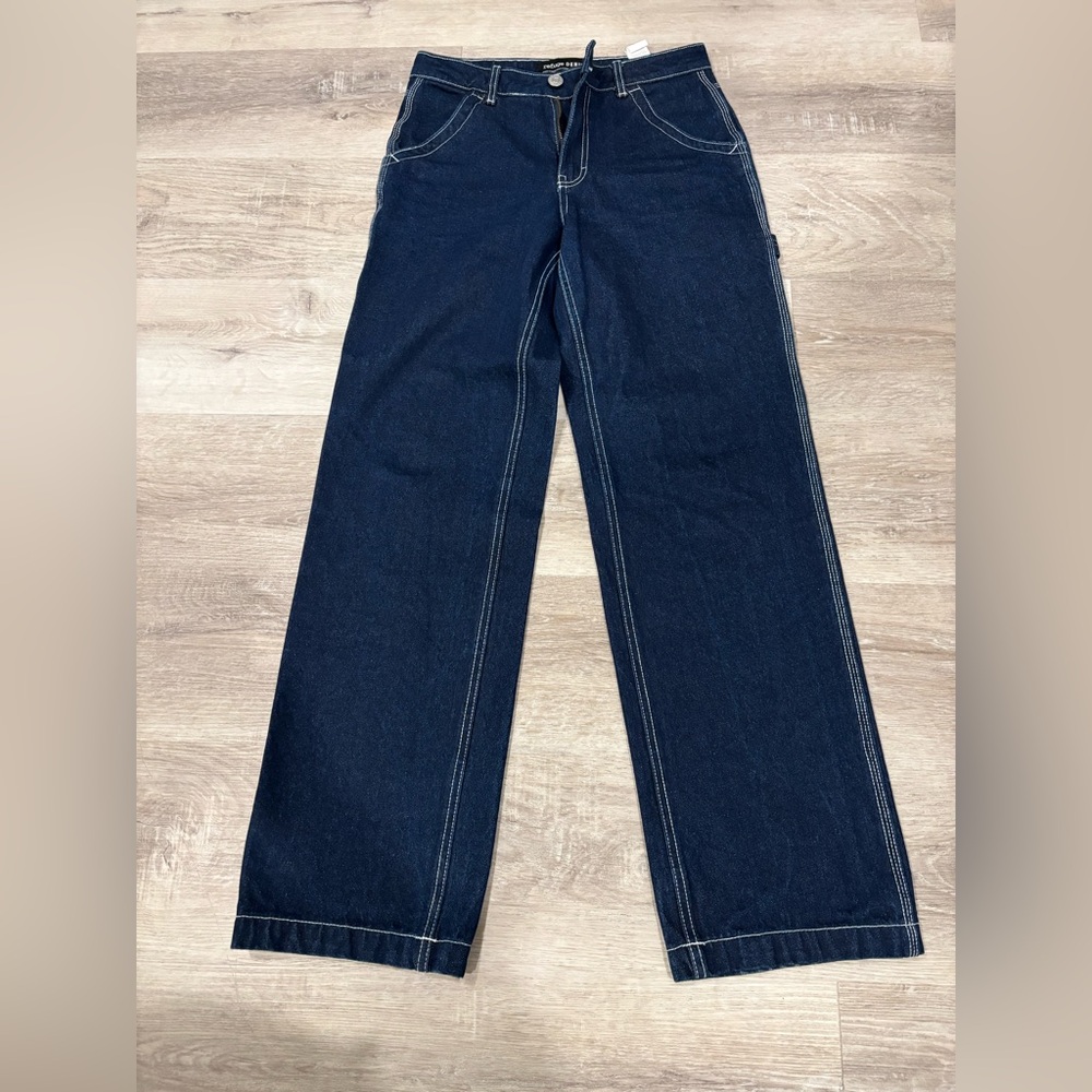 Woman Dark Blue straight large Jeans